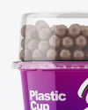 Glossy Plastic Cup with Chocolate Balls Mockup