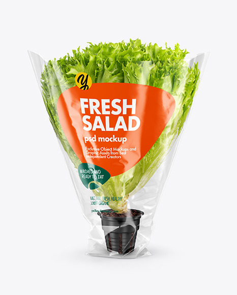 Download Plastic Bag With Salad Mockup Yellowimages