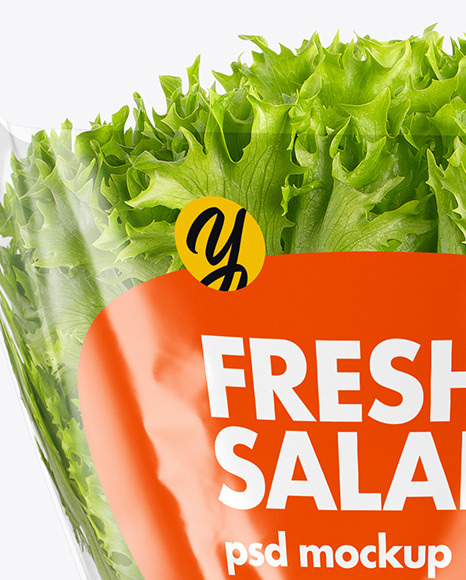 Plastic Bag With Salad Mockup In Bag Sack Mockups On Yellow Images Object Mockups