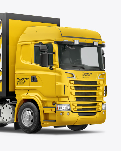 Download Truck Mockup Half Side View In Vehicle Mockups On Yellow Images Object Mockups PSD Mockup Templates