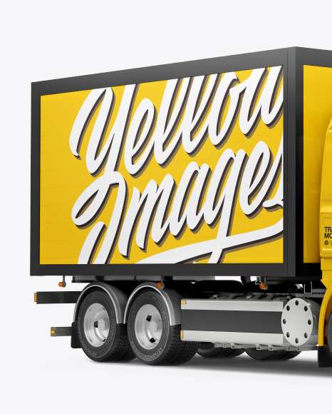 Download Truck Mockup Half Side View In Vehicle Mockups On Yellow Images Object Mockups PSD Mockup Templates