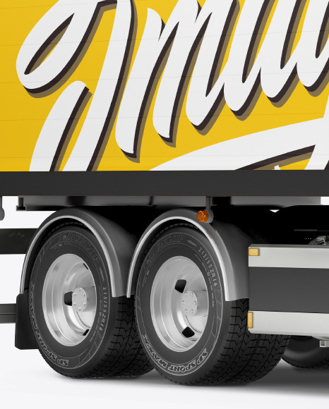 Download Truck Mockup Half Side View In Vehicle Mockups On Yellow Images Object Mockups PSD Mockup Templates