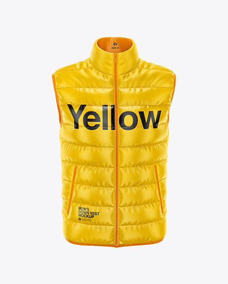 Download Men S Down Vest Mockup Front View In Apparel Mockups On Yellow Images Object Mockups PSD Mockup Templates