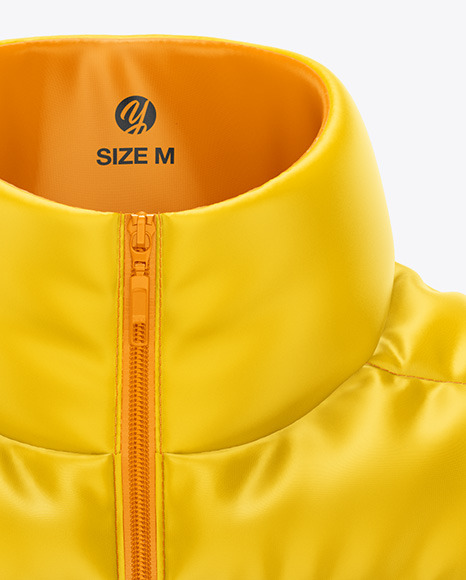 Download Men S Down Vest Mockup Front View In Apparel Mockups On Yellow Images Object Mockups