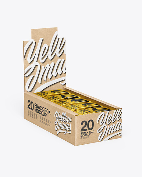 Download Kraft Display Box W 20 Snack Bars Mockup In Box Mockups On Yellow Images Object Mockups Yellowimages Mockups