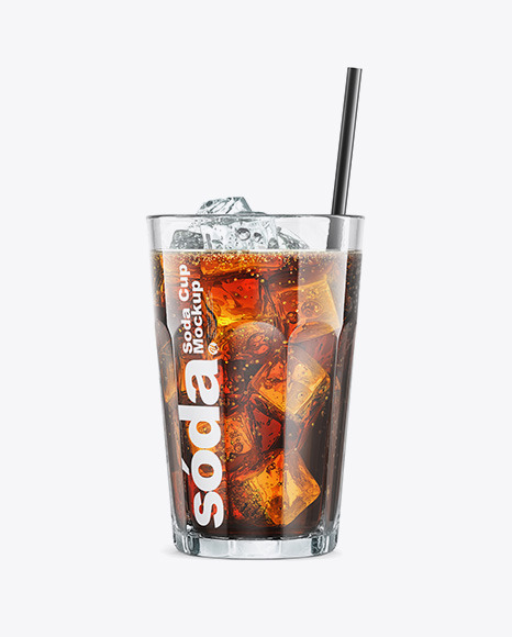 Download Glass Soda Cup With Ice Mockup in Cup & Bowl Mockups on ...