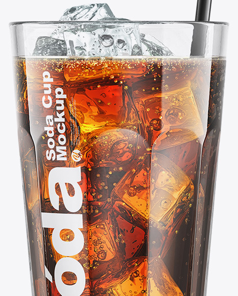 Download Glass Soda Cup With Ice Mockup In Cup Bowl Mockups On Yellow Images Object Mockups Yellowimages Mockups