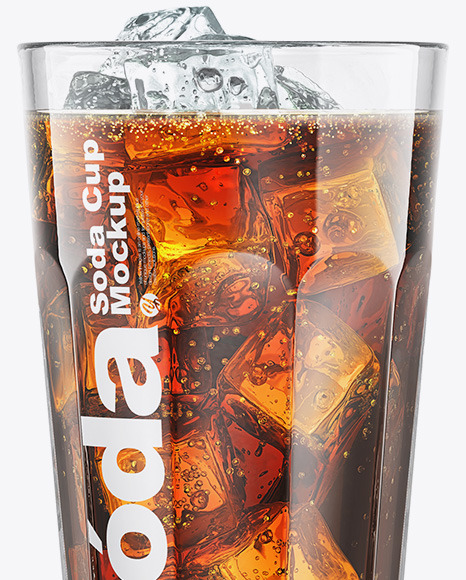 Download Glass Soda Cup With Ice Mockup In Cup Bowl Mockups On Yellow Images Object Mockups PSD Mockup Templates