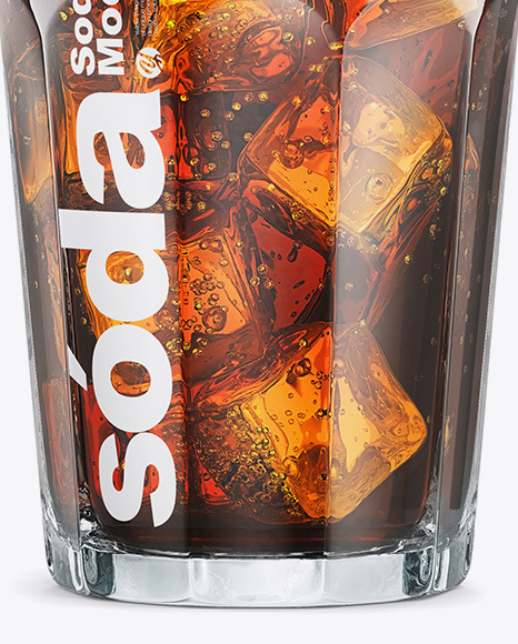 Download Glass Soda Cup With Ice Mockup in Cup & Bowl Mockups on Yellow Images Object Mockups