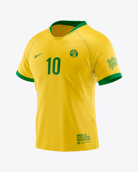 T Shirt Soccer Mockup Side View In Apparel Mockups On Yellow Images Object Mockups