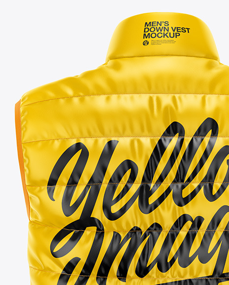 Men S Down Vest Mockup Back View In Apparel Mockups On Yellow Images Object Mockups