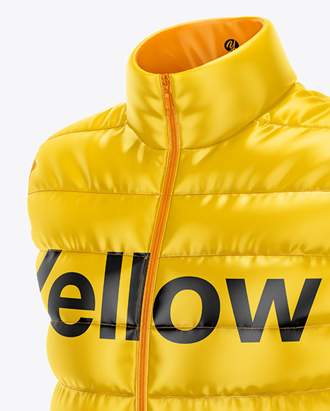 Men S Down Vest Mockup Front Half Side View In Apparel Mockups On Yellow Images Object Mockups