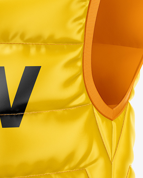 Men S Down Vest Mockup Front Half Side View In Apparel Mockups On Yellow Images Object Mockups