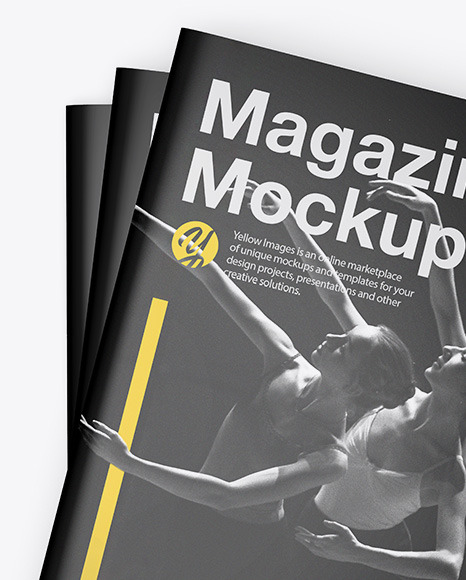 Three Glossy A4 Magazines Mockup PSD #6