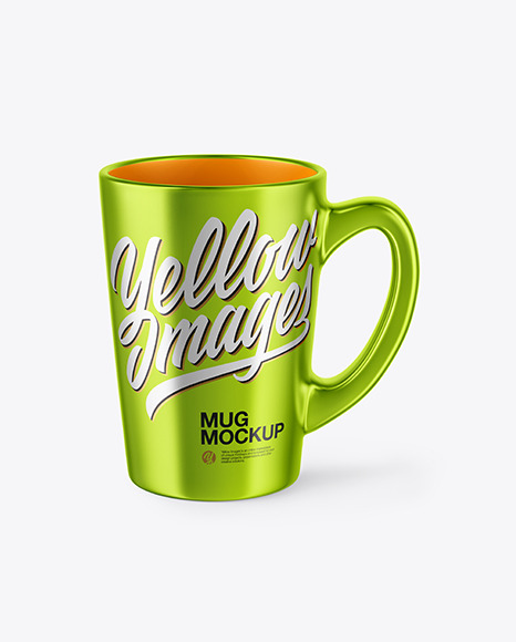 Download Metallized Mug Mockup In Cup Bowl Mockups On Yellow Images Object Mockups PSD Mockup Templates