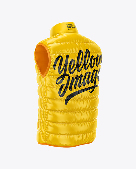 Download Men S Down Vest Mockup Back Half Side View In Apparel Mockups On Yellow Images Object Mockups