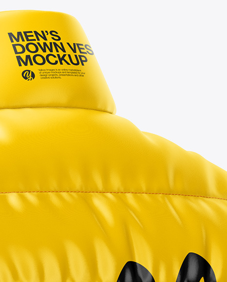 Men S Down Vest Mockup Back Half Side View In Apparel Mockups On Yellow Images Object Mockups