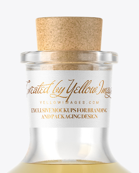 Golden Tequila Bottle with Cork Mockup