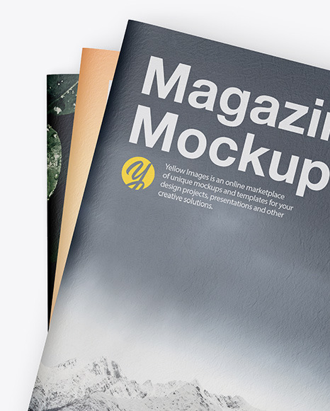 Download Three Textured A4 Magazines Mockup In Stationery Mockups On Yellow Images Object Mockups PSD Mockup Templates