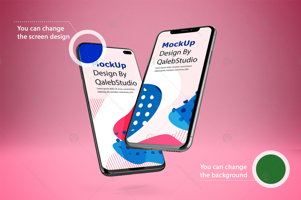 Ios Android Mockup In Device Mockups On Yellow Images Creative Store