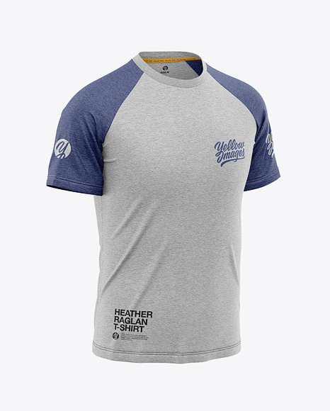 Download Free Men's Heather Raglan T-Shirt Mockup - Front Half-Side ...