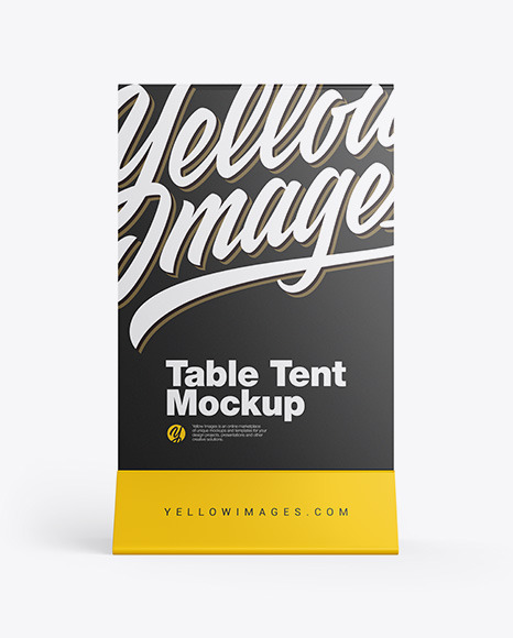 Download Plastic Table Tent Mockup In Indoor Advertising Mockups On Yellow Images Object Mockups PSD Mockup Templates