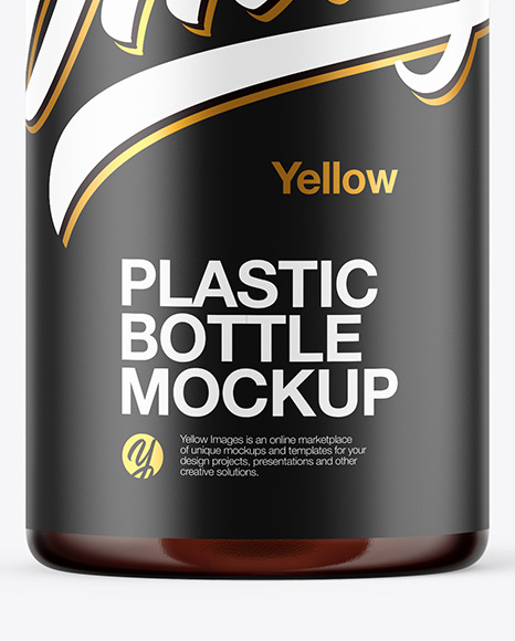 Amber Plastic Bottle Mockup