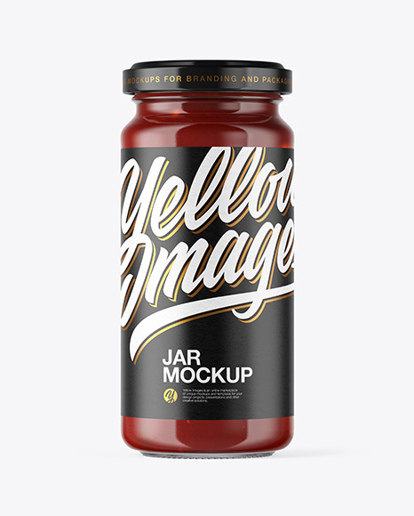 Clear Glass Sauce Jar Mockup In Jar Mockups On Yellow Images Object Mockups