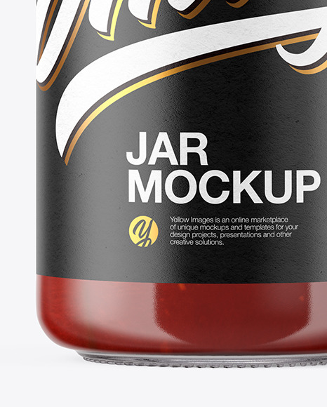 Download Clear Glass Sauce Jar Mockup in Jar Mockups on Yellow ...