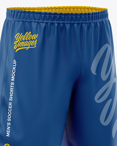 Download Men's Soccer Shorts Mockup - Front Half-Side View in Apparel Mockups on Yellow Images Object Mockups