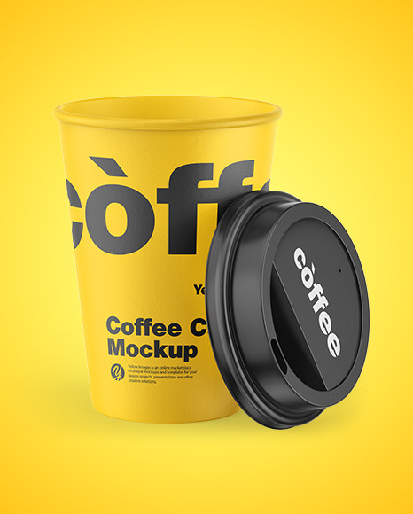 Paper Coffee Cup Mockup on Yellow Images Object Mockups