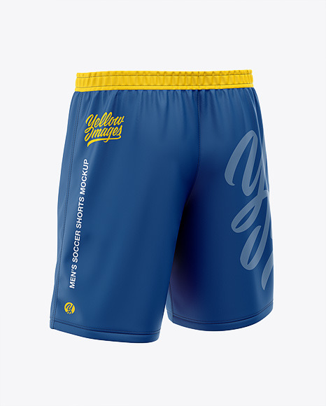 Men S Soccer Shorts Mockup Back Half Side View In Apparel Mockups On Yellow Images Object Mockups