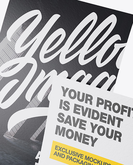 Two Textured A4 Papers Mockup PSD #6