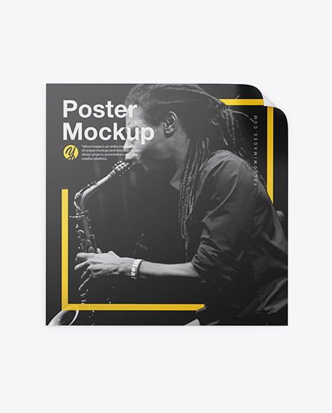 Download Square Poster Mockup In Stationery Mockups On Yellow Images Object Mockups PSD Mockup Templates