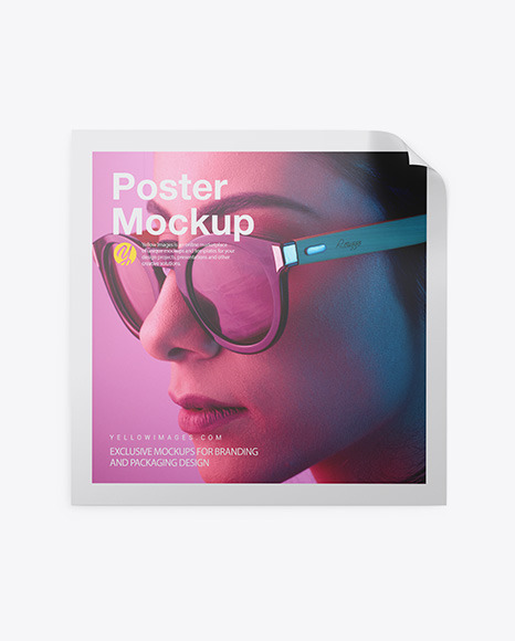 Download Square Poster Mockup In Stationery Mockups On Yellow Images Object Mockups PSD Mockup Templates