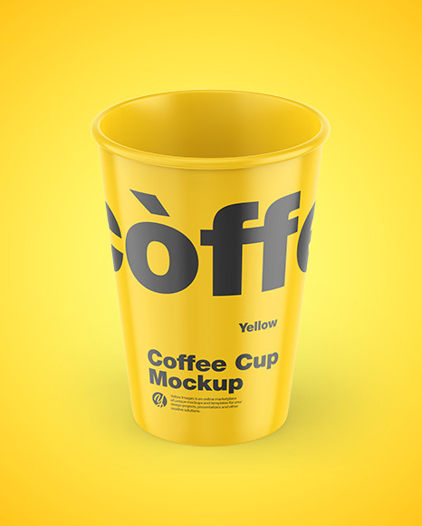 Download Glossy Coffee Cup Mockup In Cup Bowl Mockups On Yellow Images Object Mockups PSD Mockup Templates