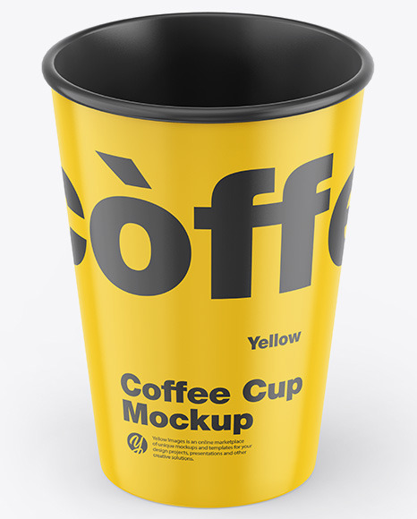 Download Glossy Coffee Cup Mockup In Cup Bowl Mockups On Yellow Images Object Mockups PSD Mockup Templates