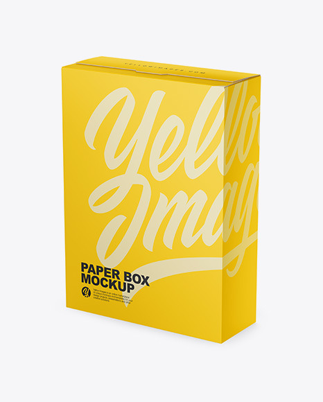 Download Matte Paper Box Mockup Half Side View In Box Mockups On Yellow Images Object Mockups PSD Mockup Templates