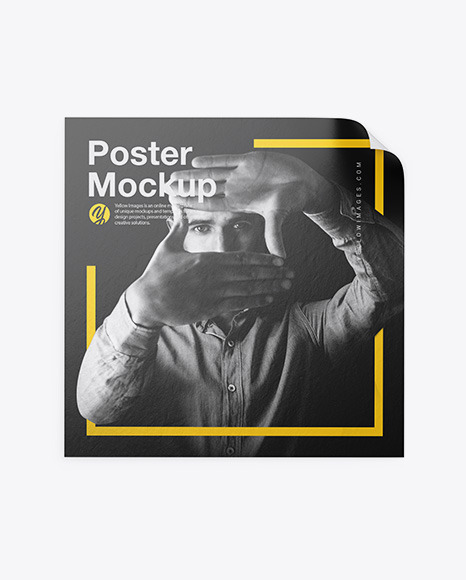 Textured Square Poster Mockup In Stationery Mockups On Yellow Images Object Mockups