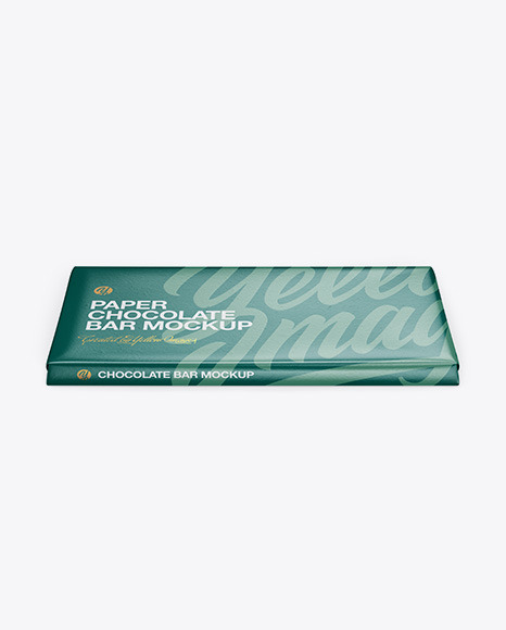 Paper Glossy Chocolate Bar Mockup - Front View (High Angle Shot)