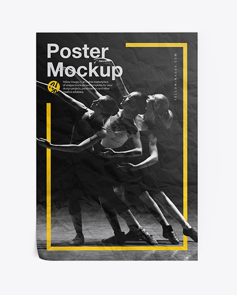 Crumpled Poster Mockup PSD #2