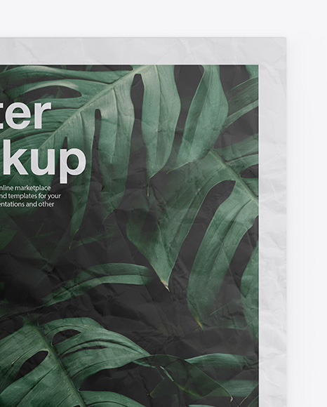 Crumpled Poster Mockup PSD #5