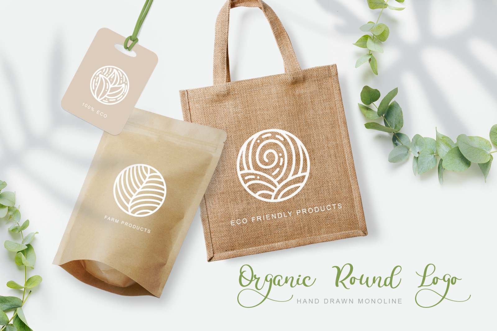 Organic Round Logo In Logo Templates On Yellow Images Creative Store