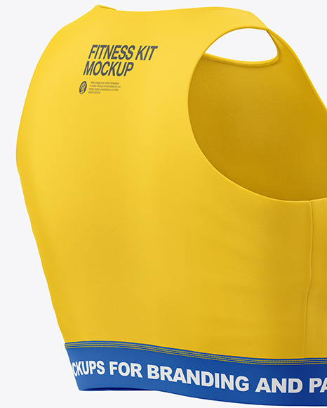 Women S Fitness Kit Mockup Back Half Side View In Apparel Mockups On Yellow Images Object Mockups