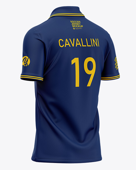 Download Men S Soccer Jersey Cricket Jersey Mockup Back Half Side View Of Polo Shirt In Apparel Mockups On Yellow Images Object Mockups