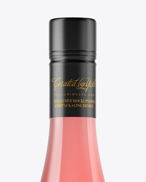 Clear Glass Pink Wine Bottle Mockup PSD #2