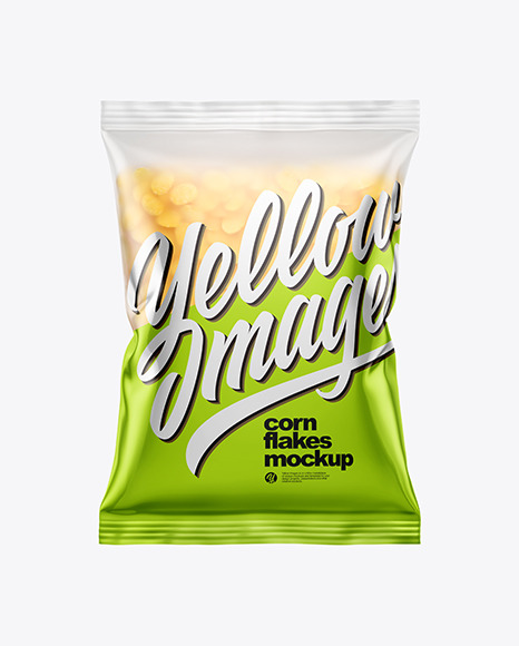 Frosted Bag With Corn Flakes Mockup PSD #1