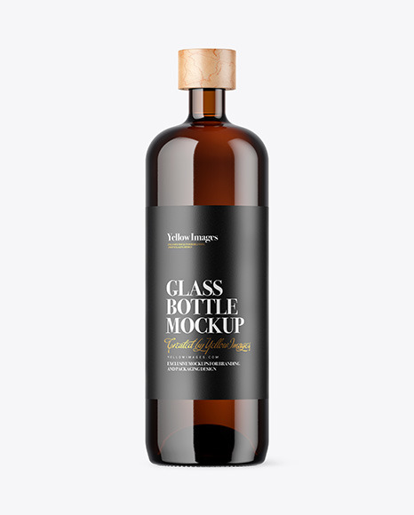 Amber Glass Bottle Mockup PSD #2