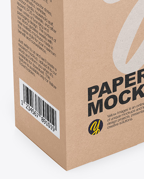 Download Kraft Box Mockup Half Side View In Box Mockups On Yellow Images Object Mockups PSD Mockup Templates