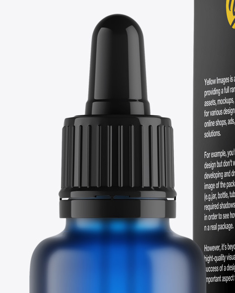 Frosted Blue Dropper Bottle w  Box Mockup PSD #2